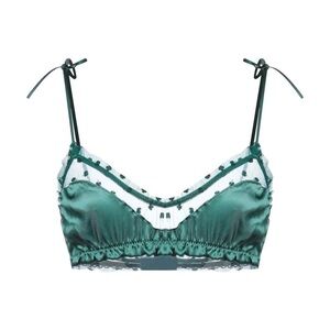 NWT LE PETIT TROU‎ SIZE S green silk bra trefoil